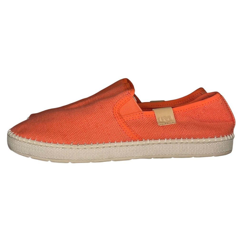 UGG Women's 8.5 Orange Luciah Slip On Sneakers Canvas Low Top Espadrille Flats